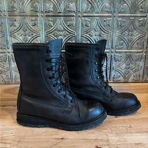 Vintage Bates Black Leather Moto Combat Boots Mens Size 11 Vibram Sole
